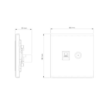 เต้ารับโทรทัศน์และคอมพิวเตอร์ CAT 6 SAHN D24 สีเงิน_4