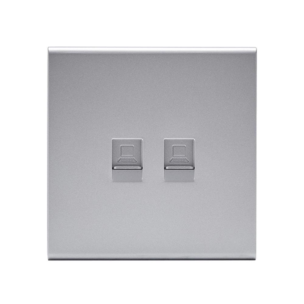 เต้ารับคอมพิวเตอร์คู่ CAT6 SAHN D37-SL สีเงิน_1