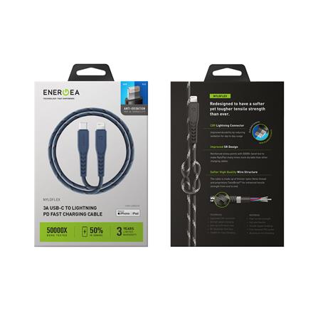สายชาร์จ USB-C TO LIGHTNING ENERGEA NYLOFLEX 1.5 เมตร สีน้ำเงิน_2
