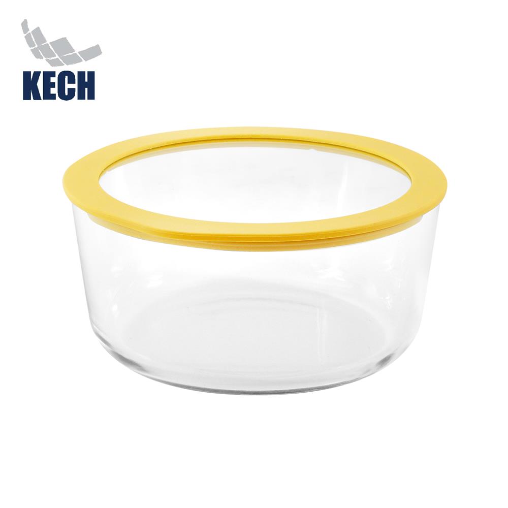 กล่องอาหารแก้วกลม KECH HOLA 1.652 ลิตร สีเหลือง