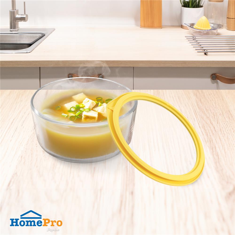 กล่องอาหารแก้วกลม KECH HOLA 1.652 ลิตร สีเหลือง