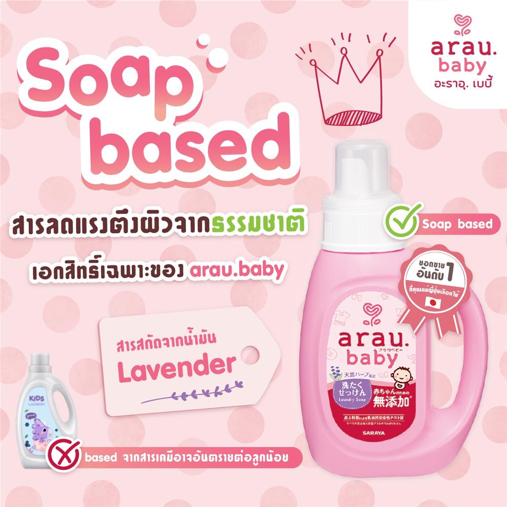 รีฟิลน้ำยาซักผ้าเด็ก ARAU BABY 1,500 มล. LAVENDER AND SPEARMINT