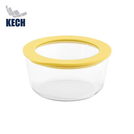 กล่องอาหารแก้วกลม KECH HOLA 0.472 ลิตร สีเหลือง_0