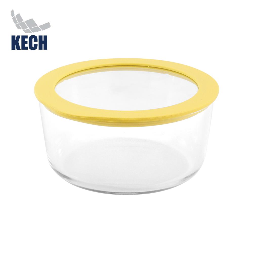 กล่องอาหารแก้วกลม KECH HOLA 0.944 ลิตร สีเหลือง