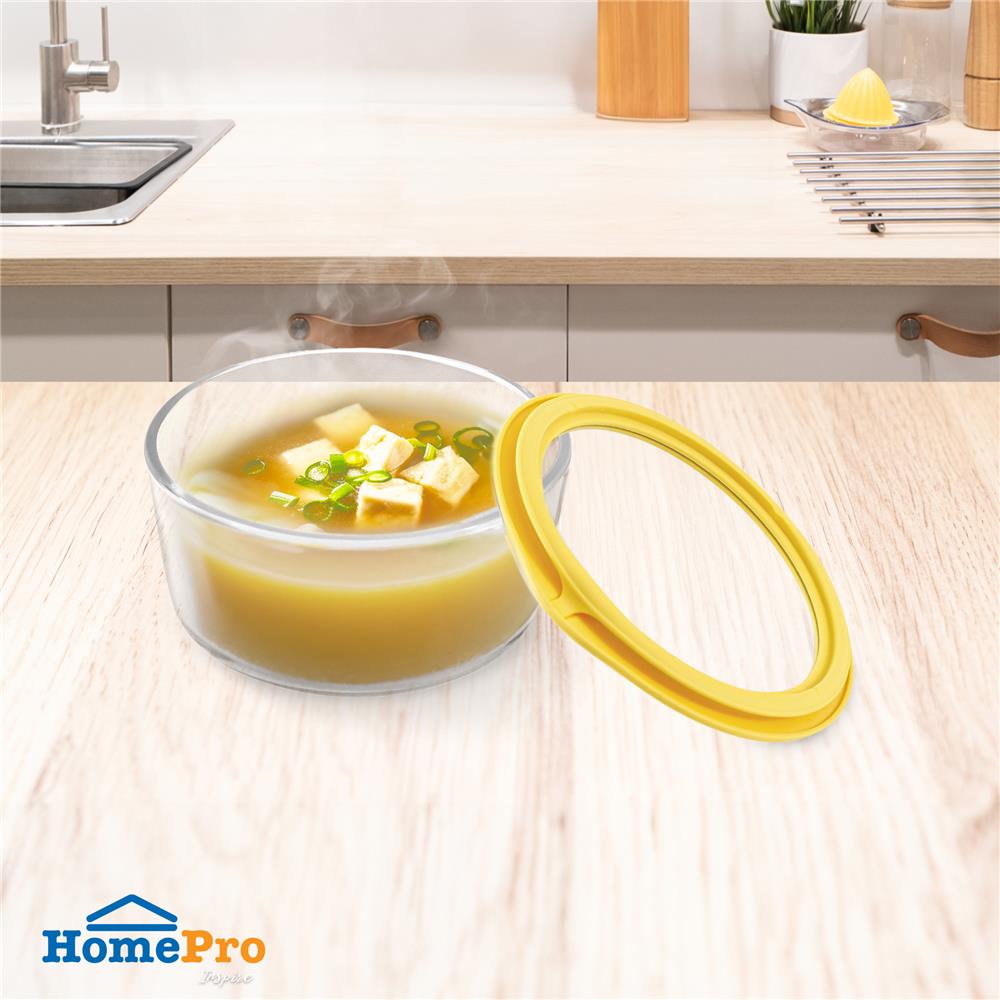 กล่องอาหารแก้วกลม KECH HOLA 0.944 ลิตร สีเหลือง