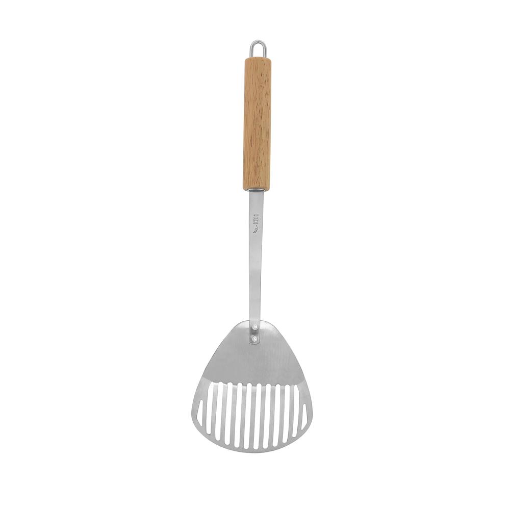 ตะหลิว SHELL มีร่อง 34 ซม. KECH SS ด้ามไม้