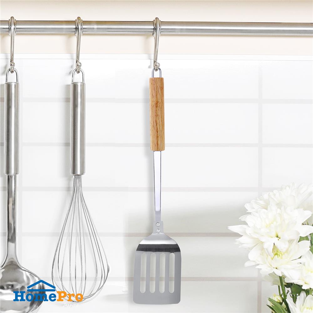 ตะหลิวเหลี่ยมมีร่อง 36 ซม. KECH SS ด้ามไม้