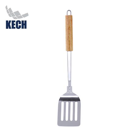 ตะหลิวเหลี่ยมมีร่อง 36 ซม. KECH SS ด้ามไม้_0