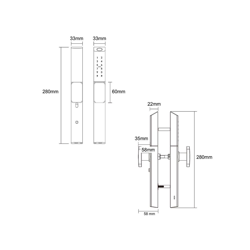กลอนดิจิตอล ISON H-9903 BL สีดำ