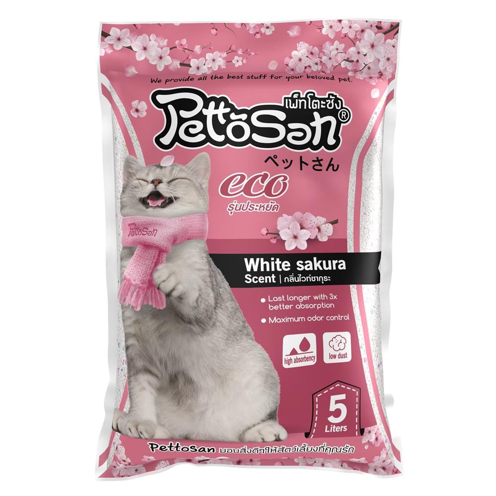 ทรายแมวเบนโทไนต์ PETTOSAN กลิ่นไวท์ซากุระ 5 ลิตร