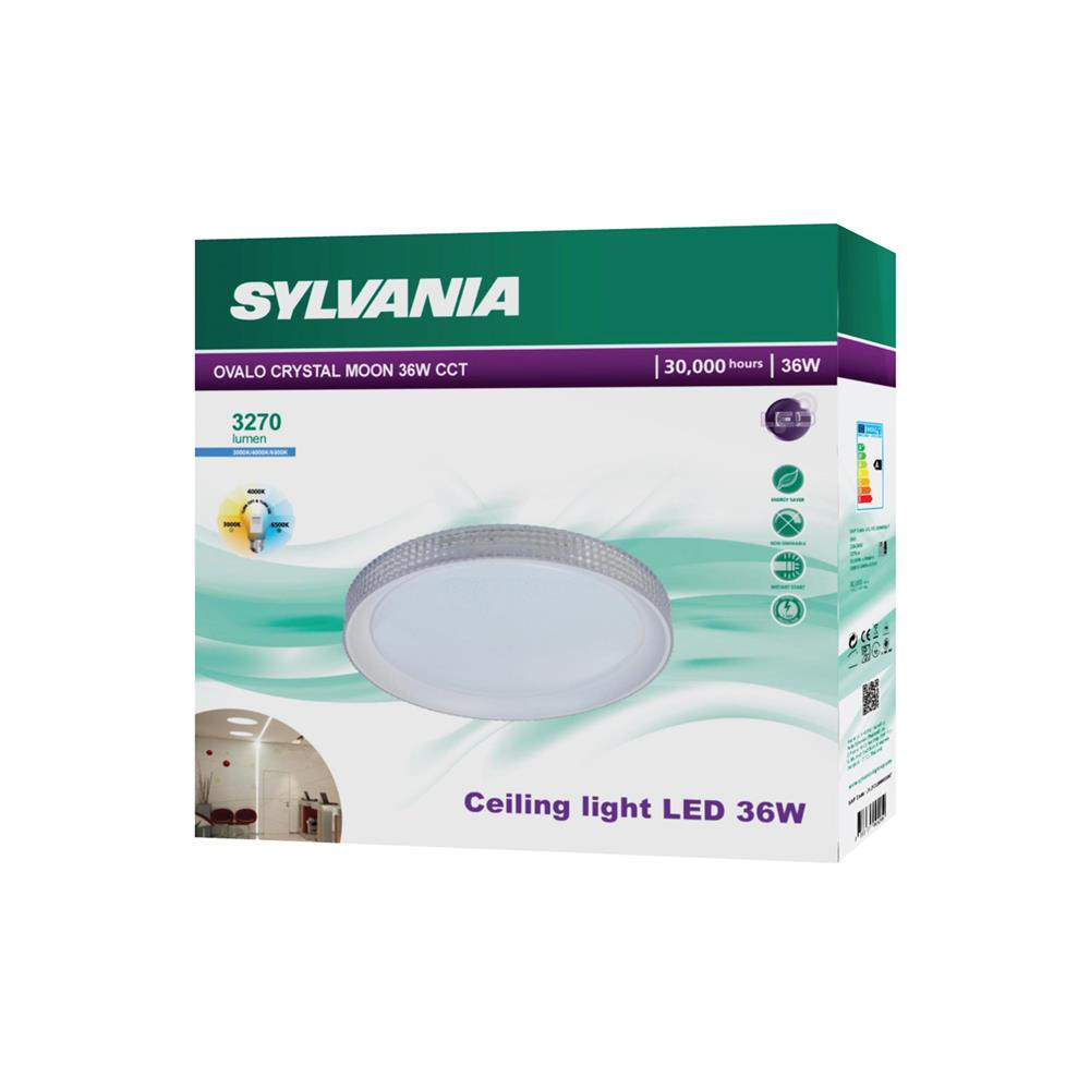 ไฟเพดาน LED SYLVANIA OVALO CRYSTAL MOON 15.35 นิ้ว 36 วัตต์ DAYLIGHT/COOL WHITE/WARM WHITE สีขาว