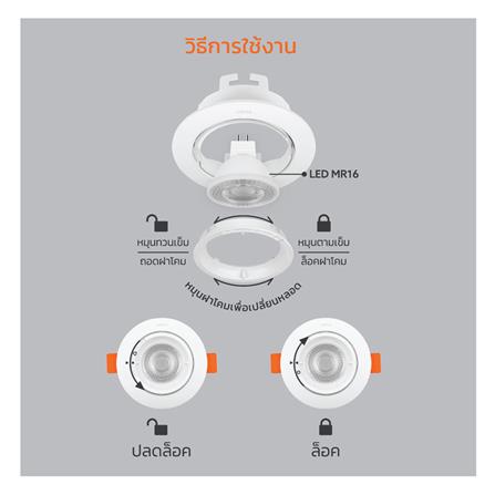 ดาวน์ไลท์ LED LAMPTAN MR16 FULL SET 3.5 นิ้ว 7 วัตต์ WARM WHITE สีขาว_7