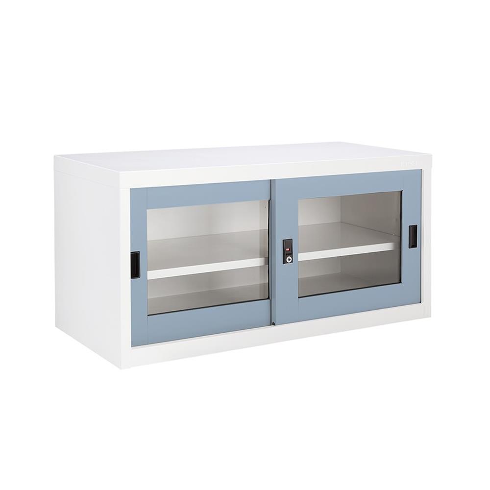 ตู้เหล็กบานเลื่อนกระจก KIOSK USB-2 L/GR สีเทาอ่อน