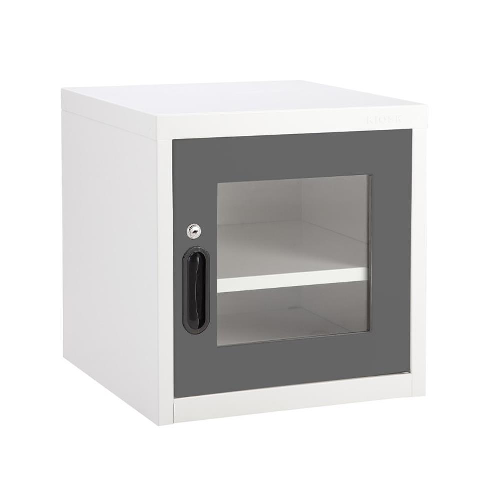 ตู้เหล็กบานเปิดกระจก KIOSK UNI-2 GR สีเทา