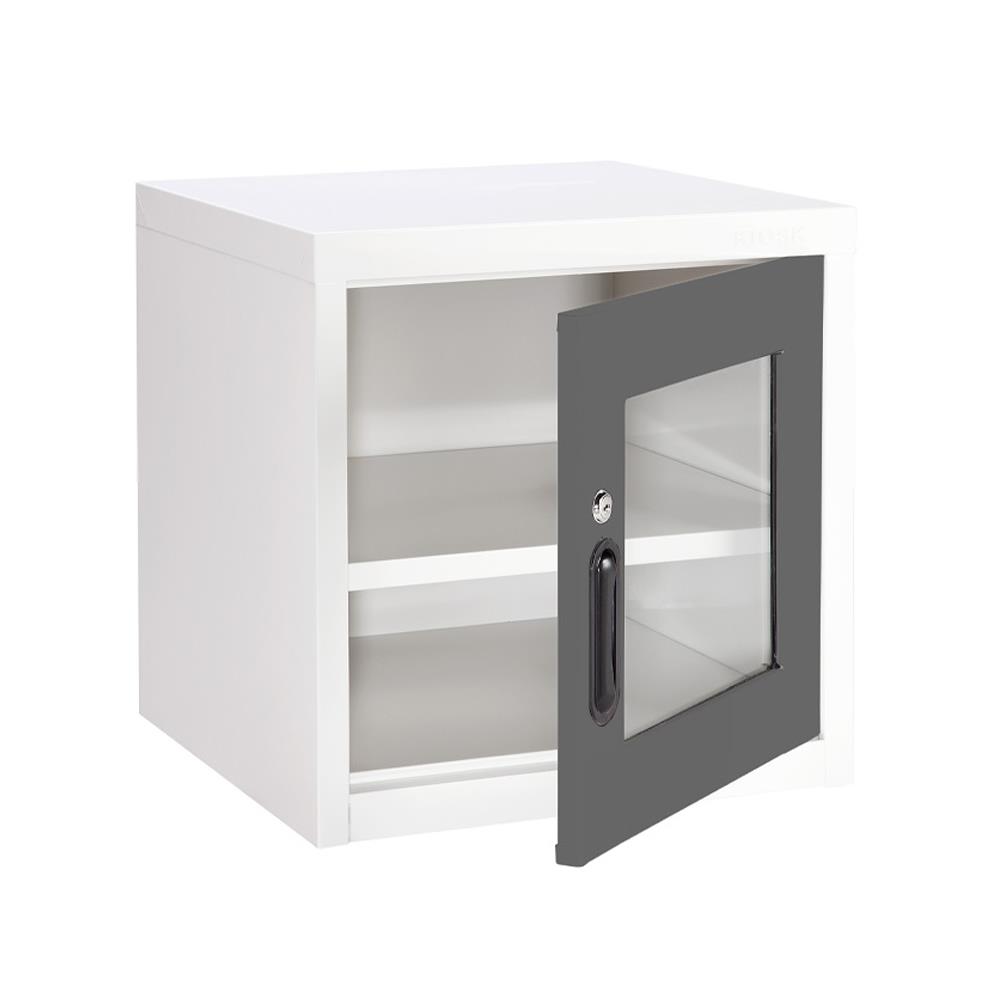 ตู้เหล็กบานเปิดกระจก KIOSK UNI-2 GR สีเทา