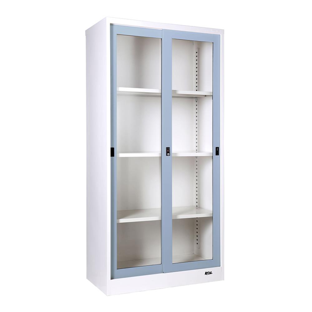 ตู้เหล็กสูงบานเลื่อนกระจก KOL KGD-17 L/GR สีเทาอ่อน