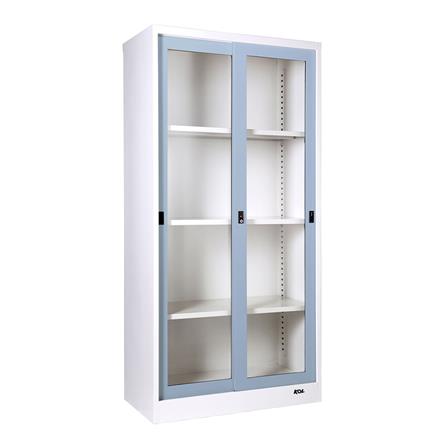 ตู้เหล็กสูงบานเลื่อนกระจก KOL KGD-17 L/GR สีเทาอ่อน_1