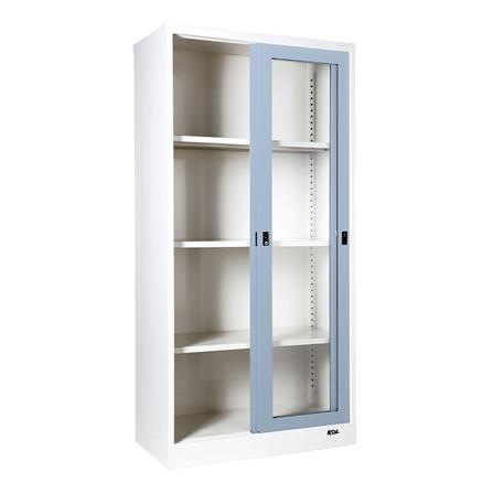 ตู้เหล็กสูงบานเลื่อนกระจก KOL KGD-17 L/GR สีเทาอ่อน_2