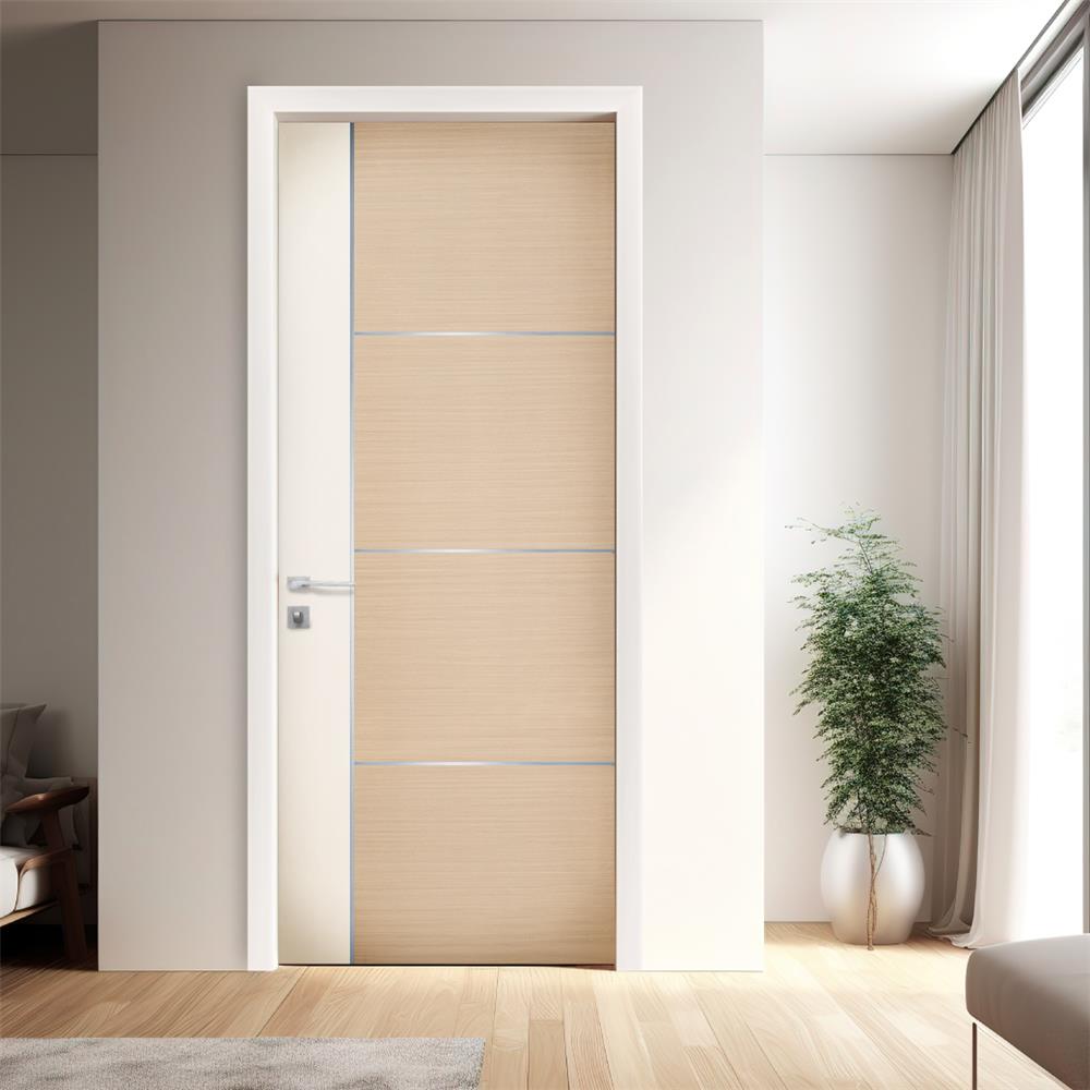 ประตูภายใน WPC ปิดผิว PVC ECO-DOOR WP4 80X200 ซม. สีครีม ทูโทน ไม่เจาะลูกบิด