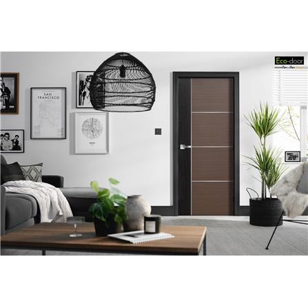 ประตูภายใน WPC ปิดผิว PVC ECO-DOOR WP3 80X200 ซม. สีน้ำตาล ทูโทน ไม่เจาะลูกบิด_2