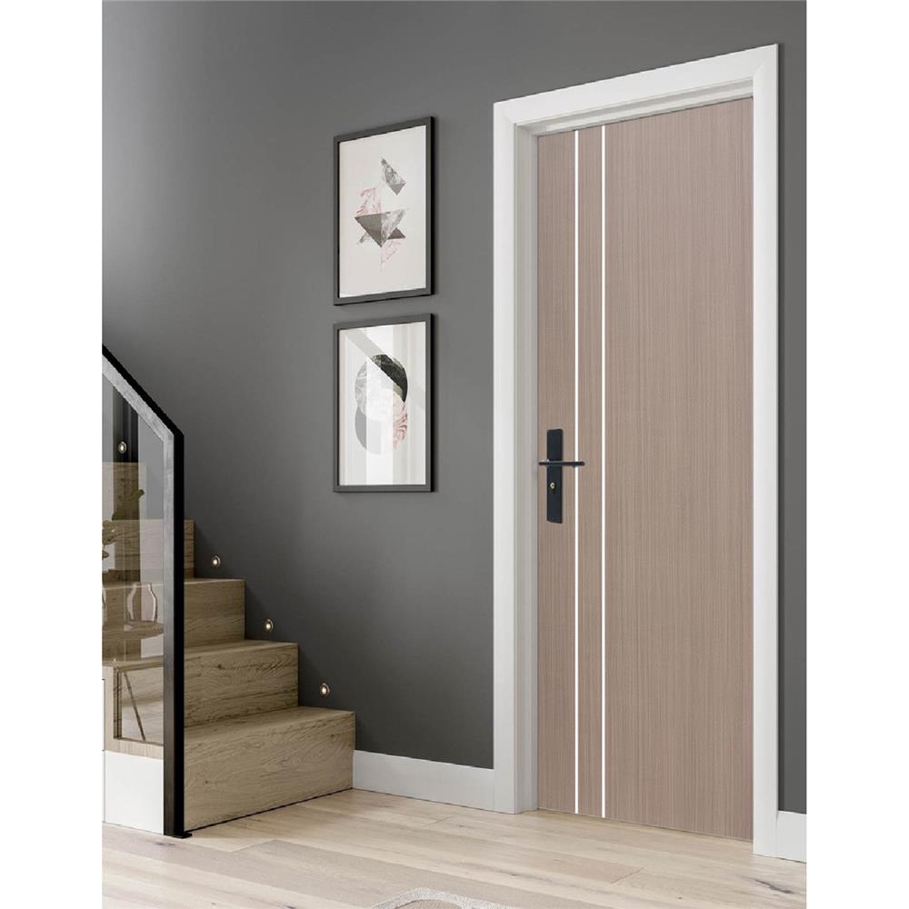 ประตูภายใน UPVC ECO-DOOR UC2-2L 80X200 ซม. สีน้ำตาล ไม่เจาะลูกบิด