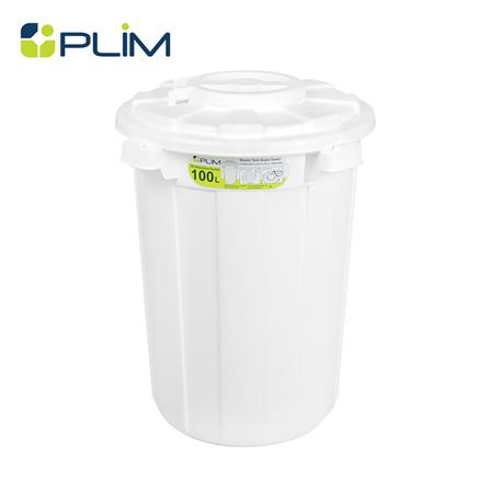 ถังน้ำกลมพร้อมฝาล็อค PLIM 100 ลิตร สีขาว_0