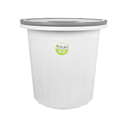 ถังน้ำกลมมีฝา PLIM 29 ลิตร สีขาว/เทา_2