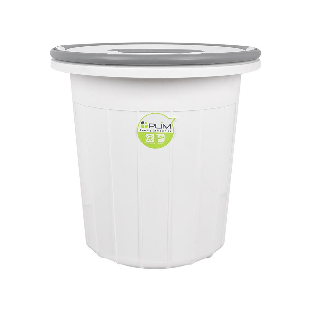 ถังน้ำกลมมีฝา PLIM 17 ลิตร สีขาว/เทา