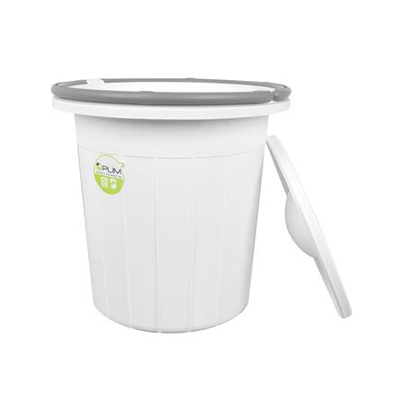 ถังน้ำกลมมีฝา PLIM 17 ลิตร สีขาว/เทา_3