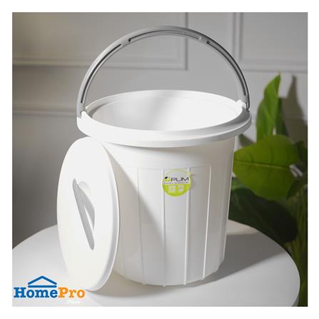 ถังน้ำกลมมีฝา PLIM 17 ลิตร สีขาว/เทา_5
