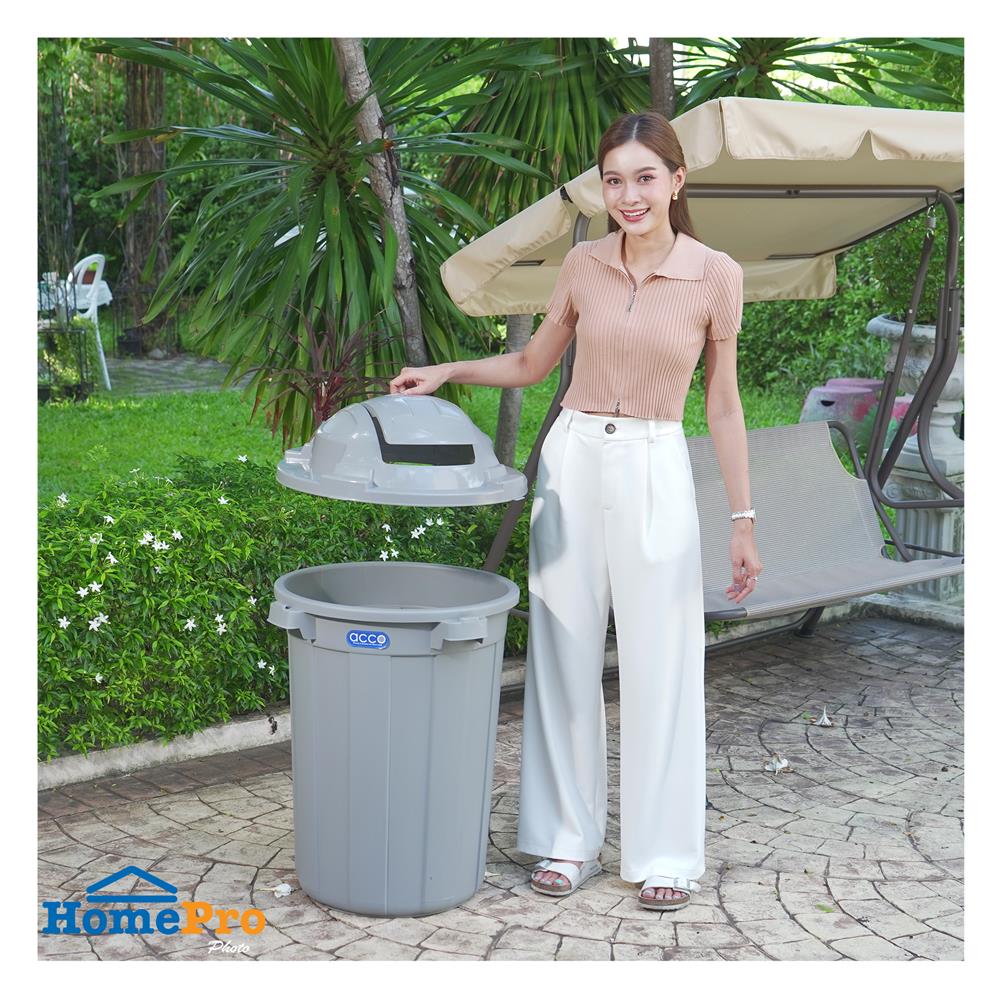 ถังขยะกลม ฝาสวิง ACCO 110 ลิตร สีเทา