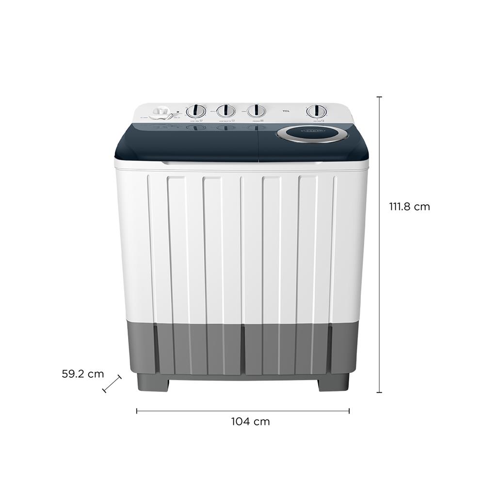 เครื่องซักผ้า 2 ถัง TCL WT201FTTW 20 กก. สีขาวเทา