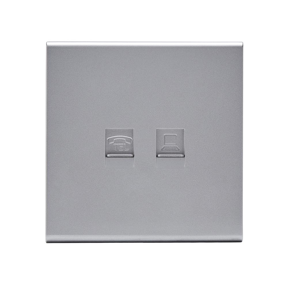 เต้ารับโทรศัพท์และคอมพิวเตอร์ SAHN 6P/6C D19-SL  สีเงิน_1