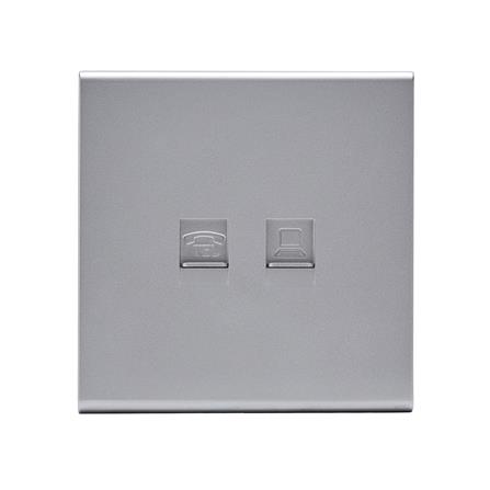 เต้ารับโทรศัพท์และคอมพิวเตอร์ SAHN 6P/6C D19-SL  สีเงิน