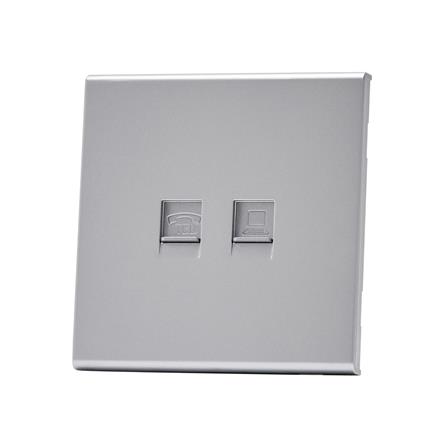 เต้ารับโทรศัพท์และคอมพิวเตอร์ SAHN 6P/6C D19-SL  สีเงิน_2