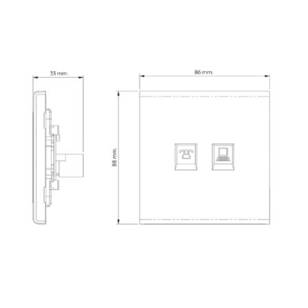 เต้ารับโทรศัพท์และคอมพิวเตอร์ SAHN 6P/6C D19-SL  สีเงิน_4