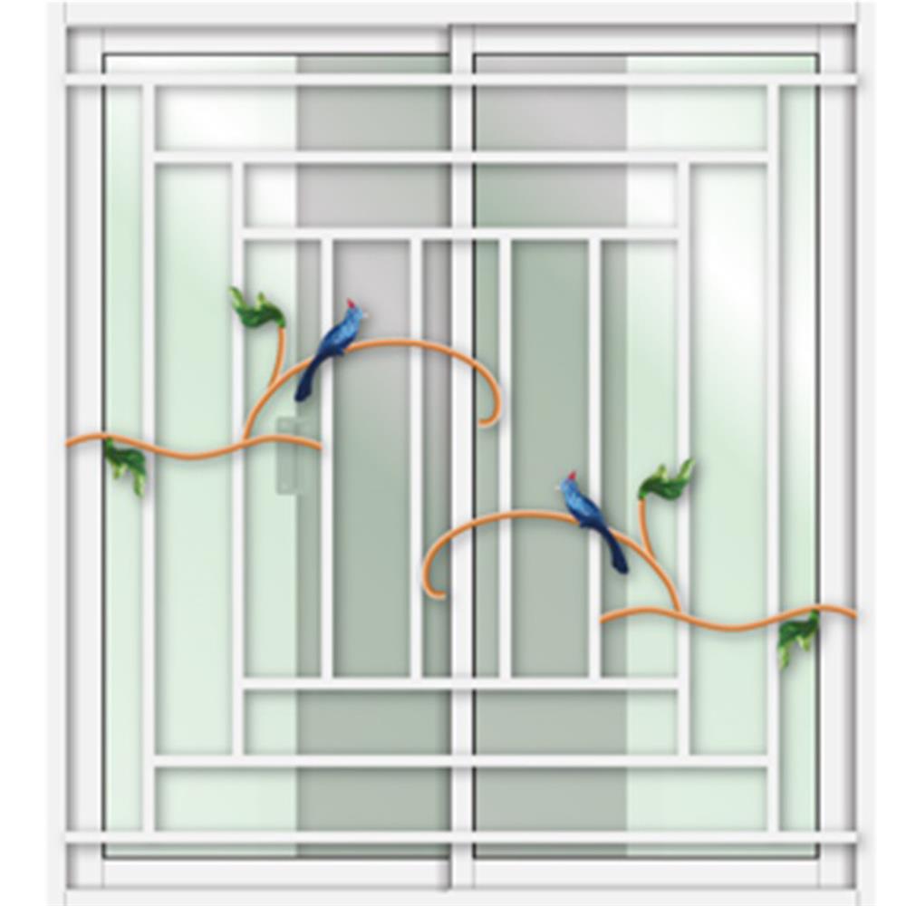 หน้าต่างบานเลื่อน อะลูมิเนียม S-S เหล็กดัด มุ้ง LYNN ลาย LOVEBIRD 100X110 ซม. สีขาว