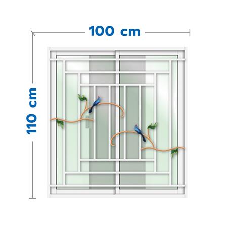 หน้าต่างบานเลื่อน อะลูมิเนียม S-S เหล็กดัด มุ้ง LYNN ลาย LOVEBIRD 100X110 ซม. สีขาว_0
