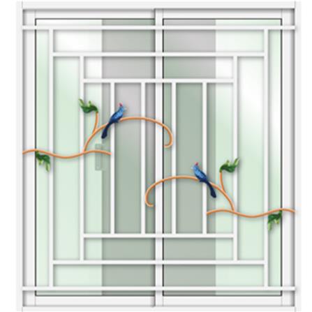หน้าต่างบานเลื่อน อะลูมิเนียม S-S เหล็กดัด มุ้ง LYNN ลาย LOVEBIRD 100X110 ซม. สีขาว_1