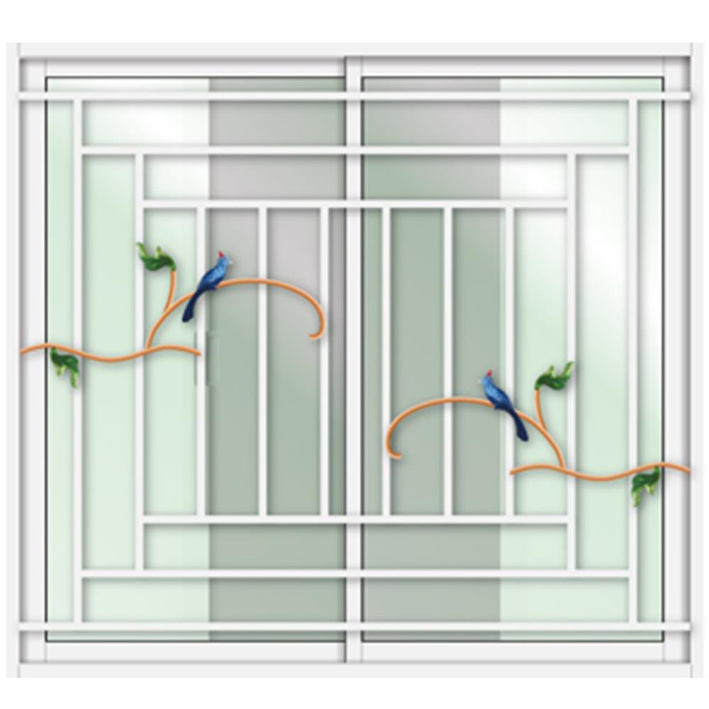 หน้าต่างบานเลื่อน อะลูมิเนียม S-S เหล็กดัด มุ้ง LYNN ลาย LOVEBIRD 120X110 ซม. สีขาว