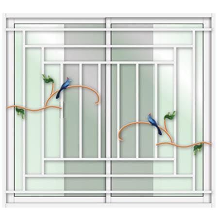 หน้าต่างบานเลื่อน อะลูมิเนียม S-S เหล็กดัด มุ้ง LYNN ลาย LOVEBIRD 120X110 ซม. สีขาว_1