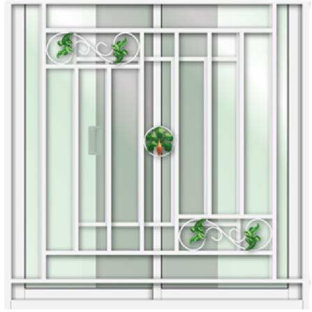 หน้าต่างบานเลื่อน อะลูมิเนียม S-S เหล็กดัด มุ้ง LYNN ลายใบไม้เรียกทรัพย์ 100X110 ซม. สีขาว_1