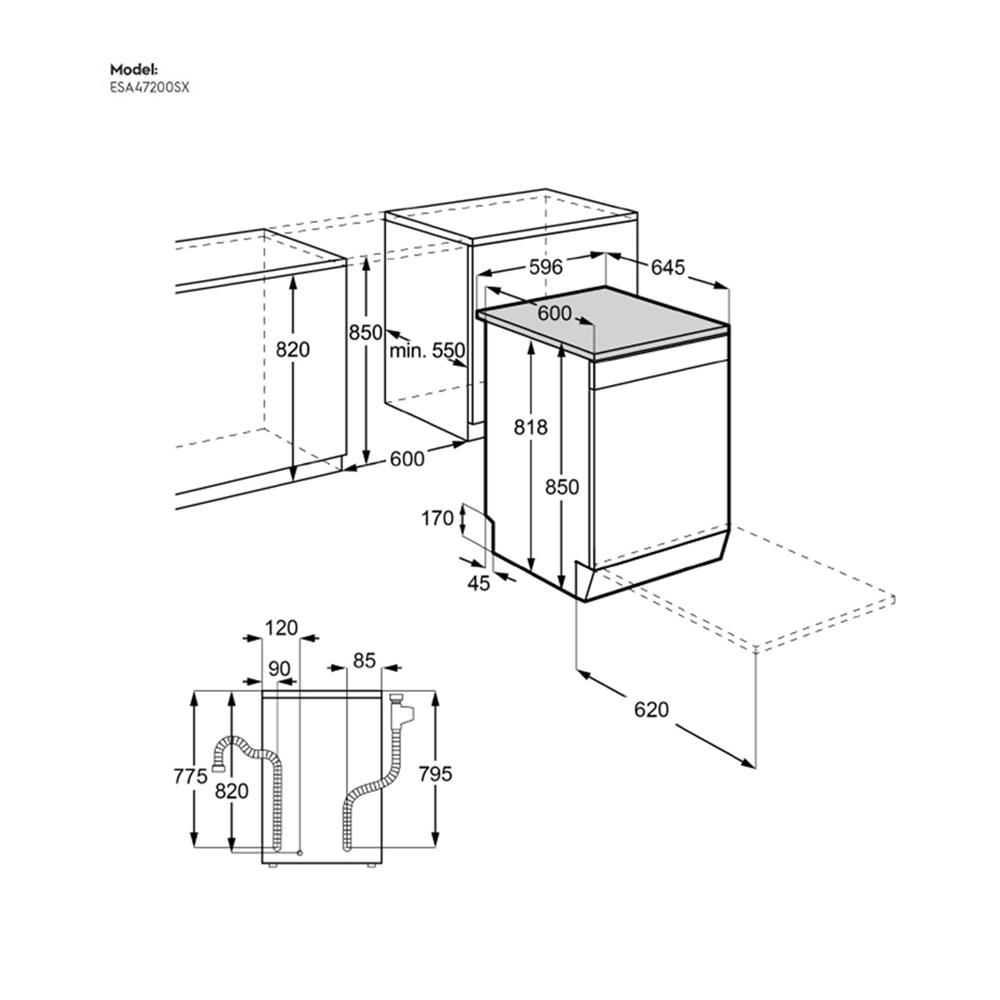 เครื่องล้างจานตั้งพื้น ELECTROLUX ESA47200SX สีเงิน