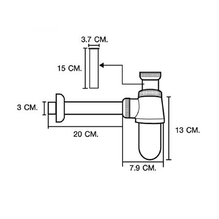 ชุดท่อน้ำทิ้งอ่างล้างหน้ากระปุก MOYA 20 ซม. สีโครม_3