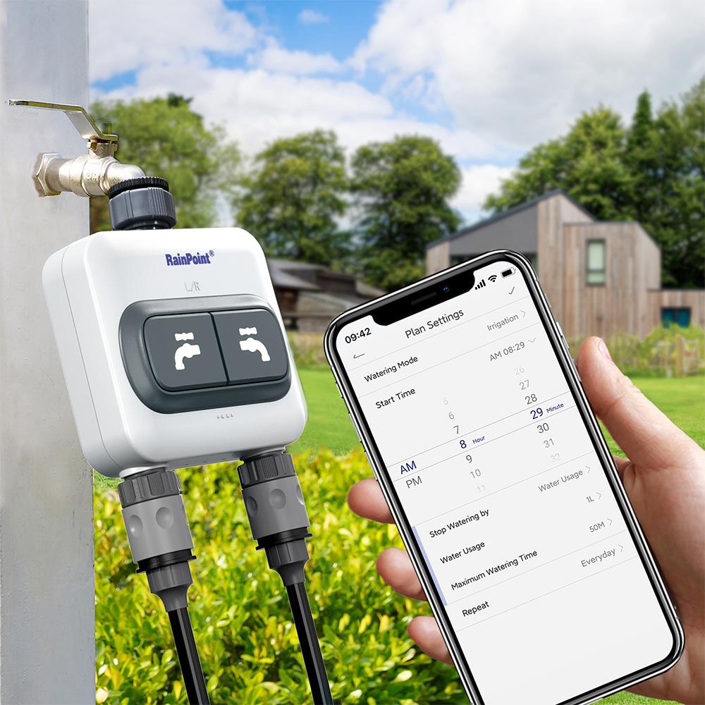 เครื่องตั้งเวลารดน้ำอัจฉริยะ 2 โซน พร้อม WIFI RAINPOINT