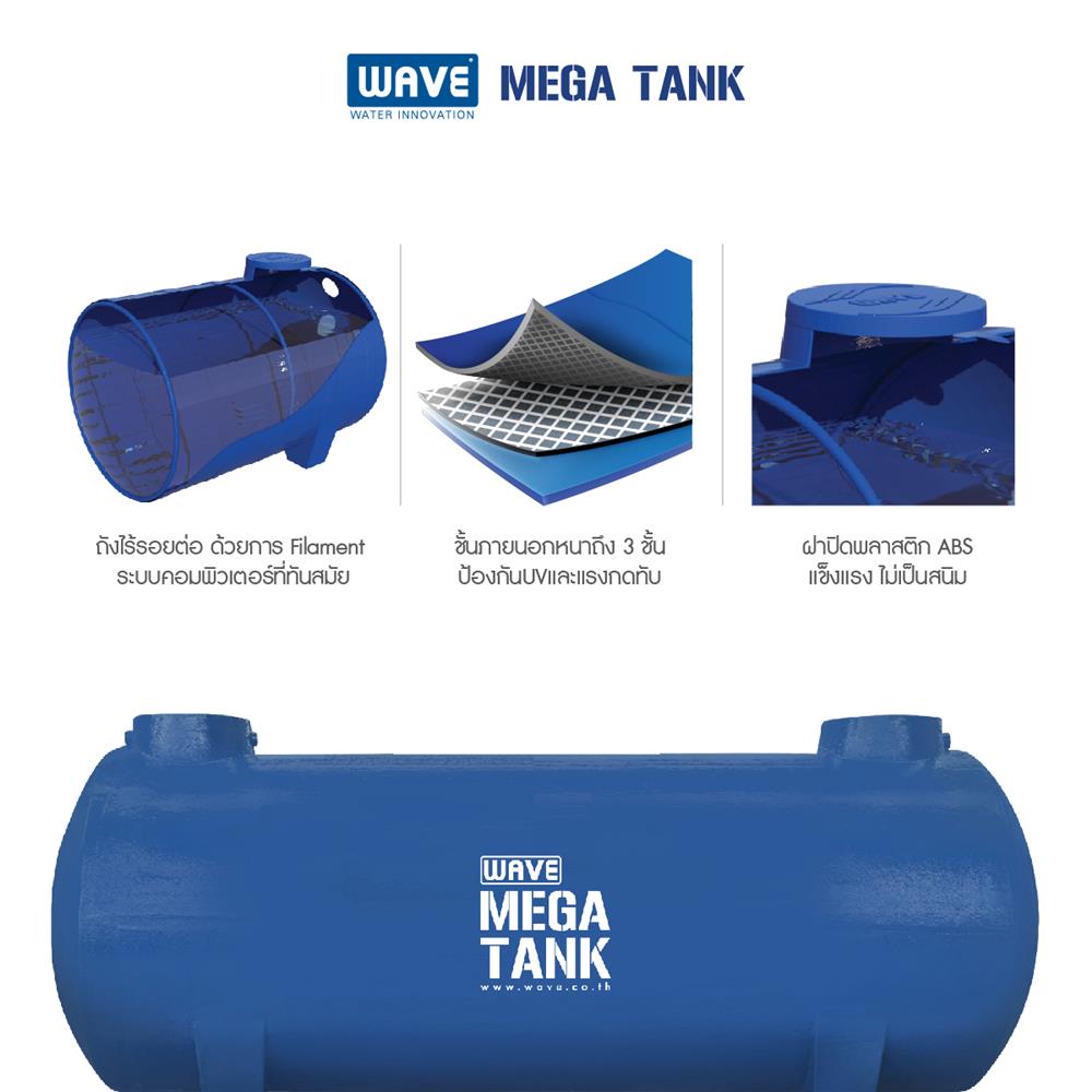 ถังเก็บน้ำไฟเบอร์กลาส WAVE MEKA TANK WWO2030-30000 ลิตร สีน้ำเงิน