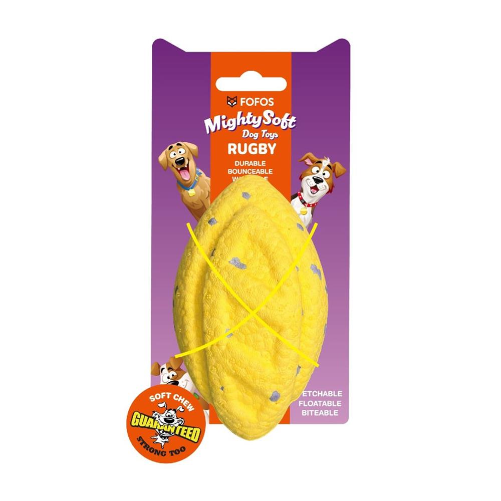 ของเล่นสุนัข FOFOS RUGBY BALL FETCH สีเหลือง/เทา