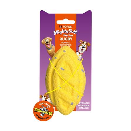 ของเล่นสุนัข FOFOS RUGBY BALL FETCH สีเหลือง/เทา_0