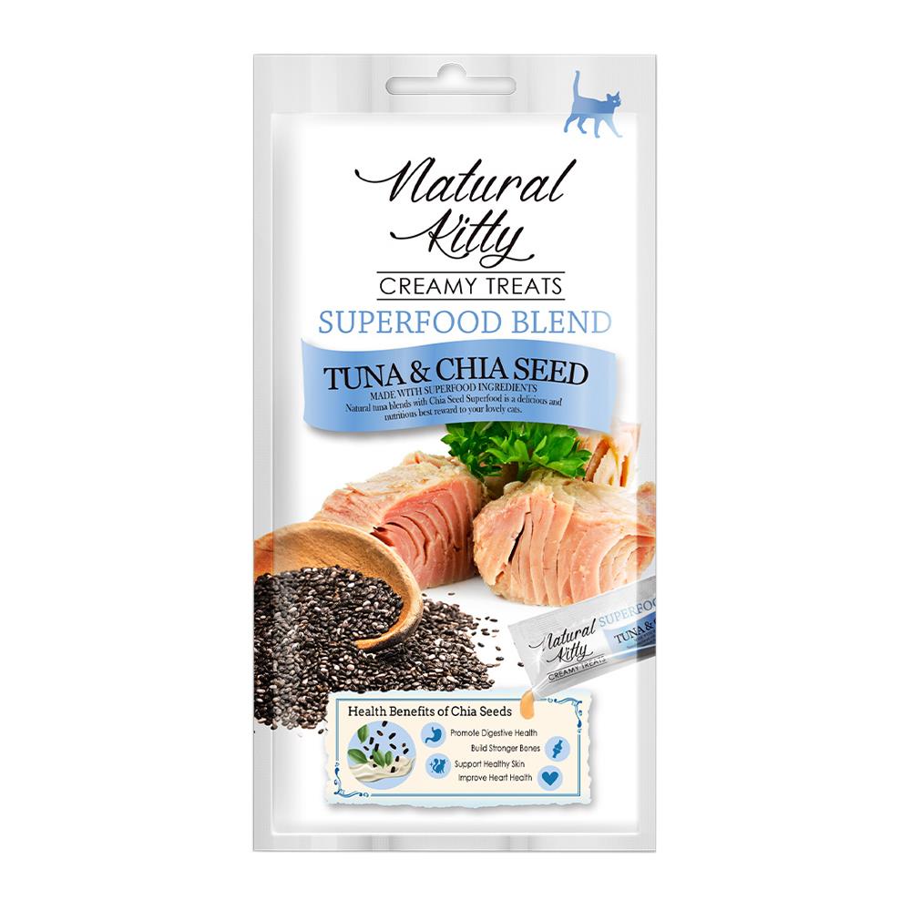 ขนมแมวเลีย NATURAL KITTY TUNA AND CHIA SEED 12 ก. X 4 ซอง