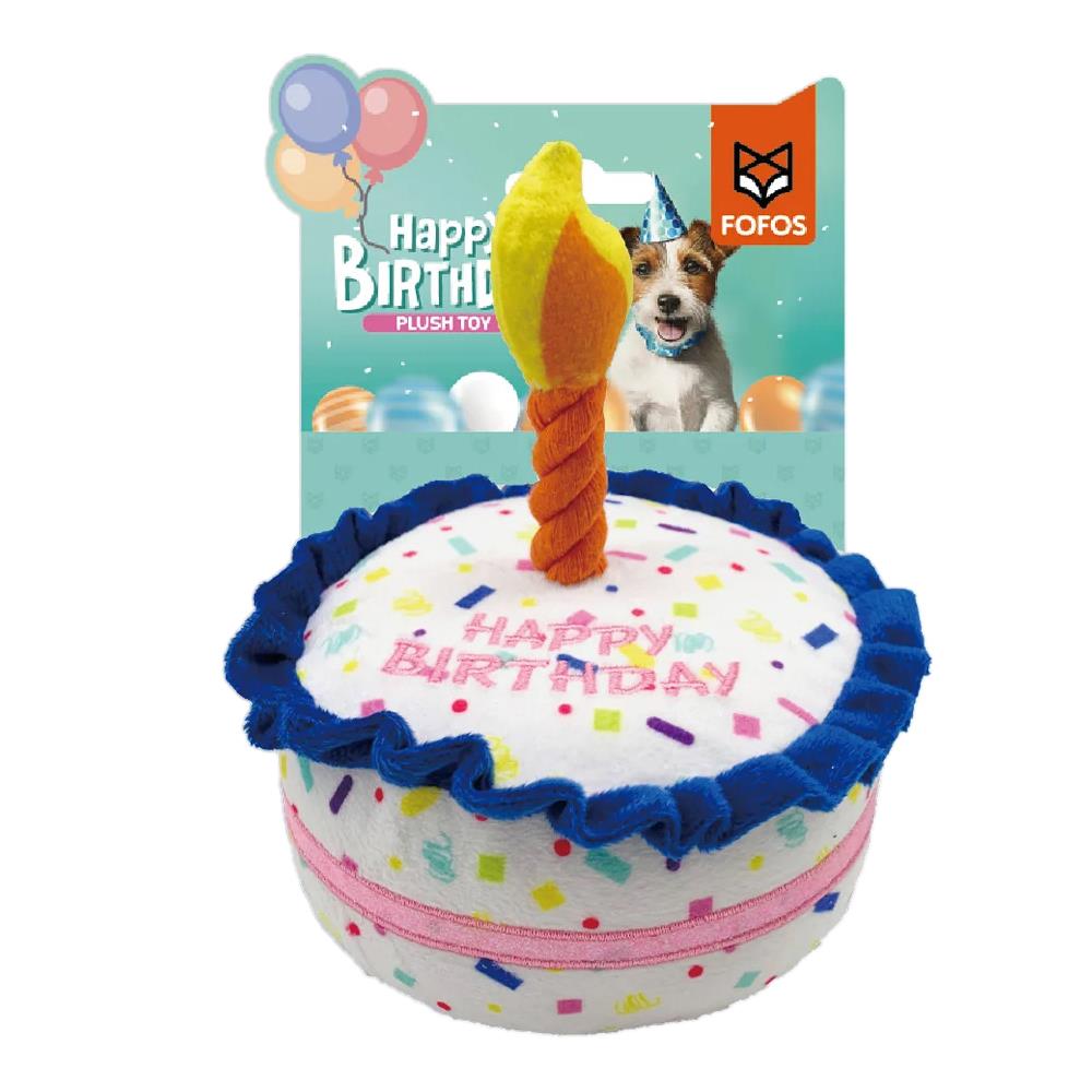 ของเล่นสุนัข FOFOS เค้กวันเกิด สีฟ้า